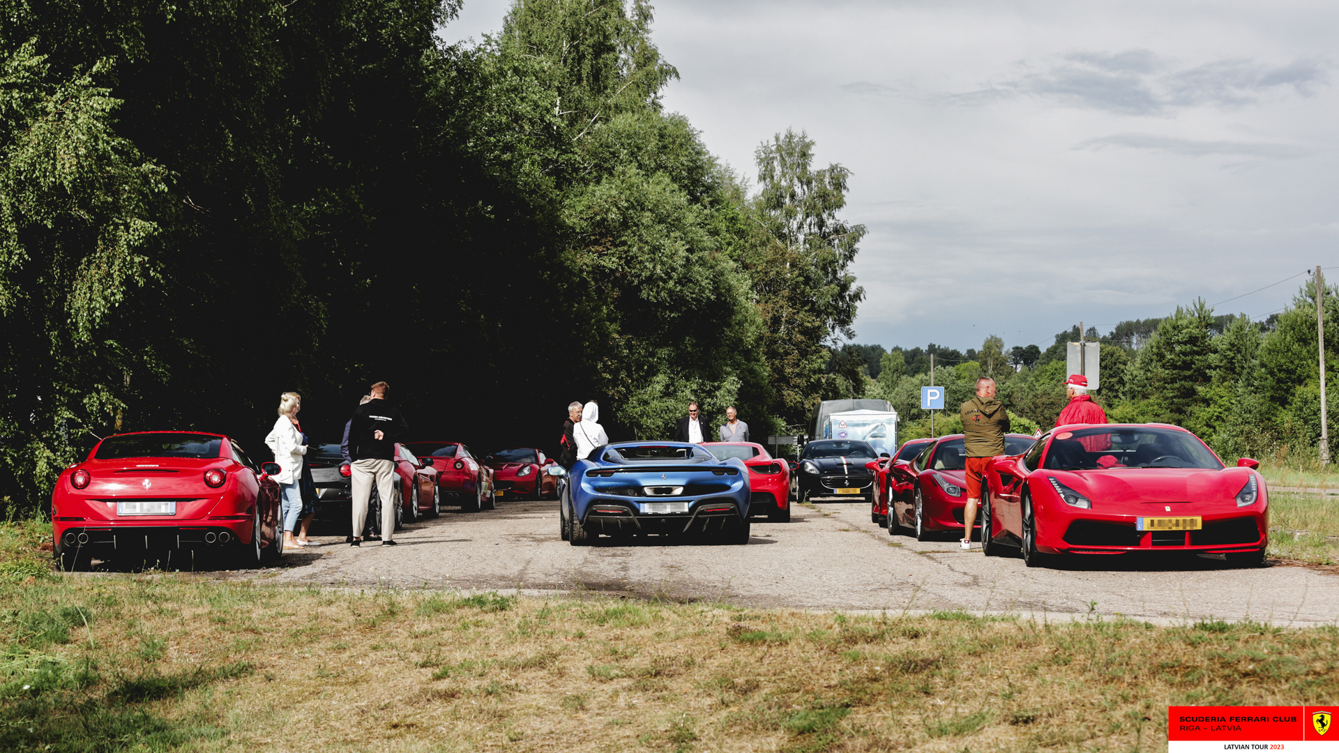 The parking of Razna pearl full of Ferraris. 