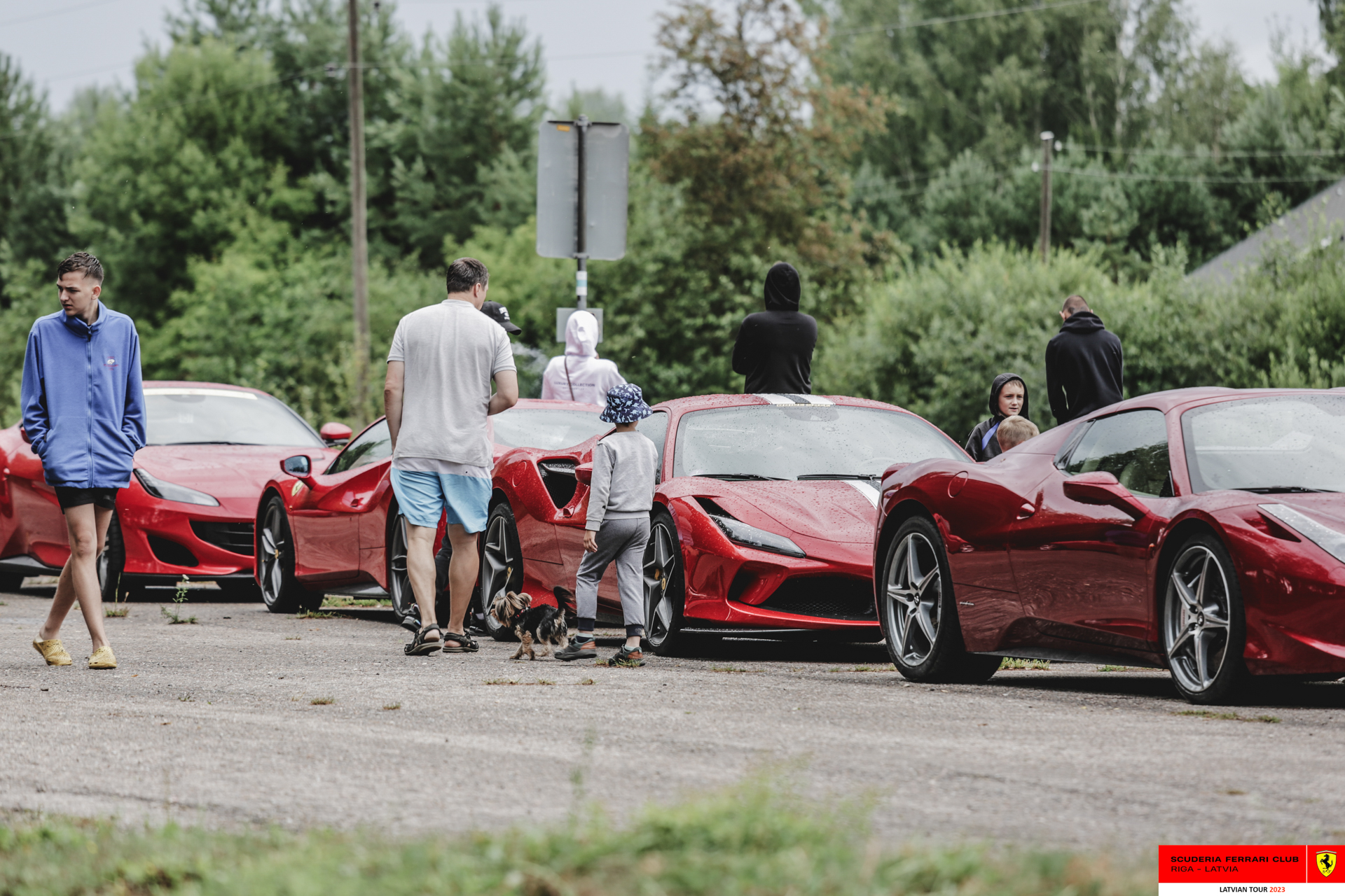 The parking of Razna pearl full of Ferraris.