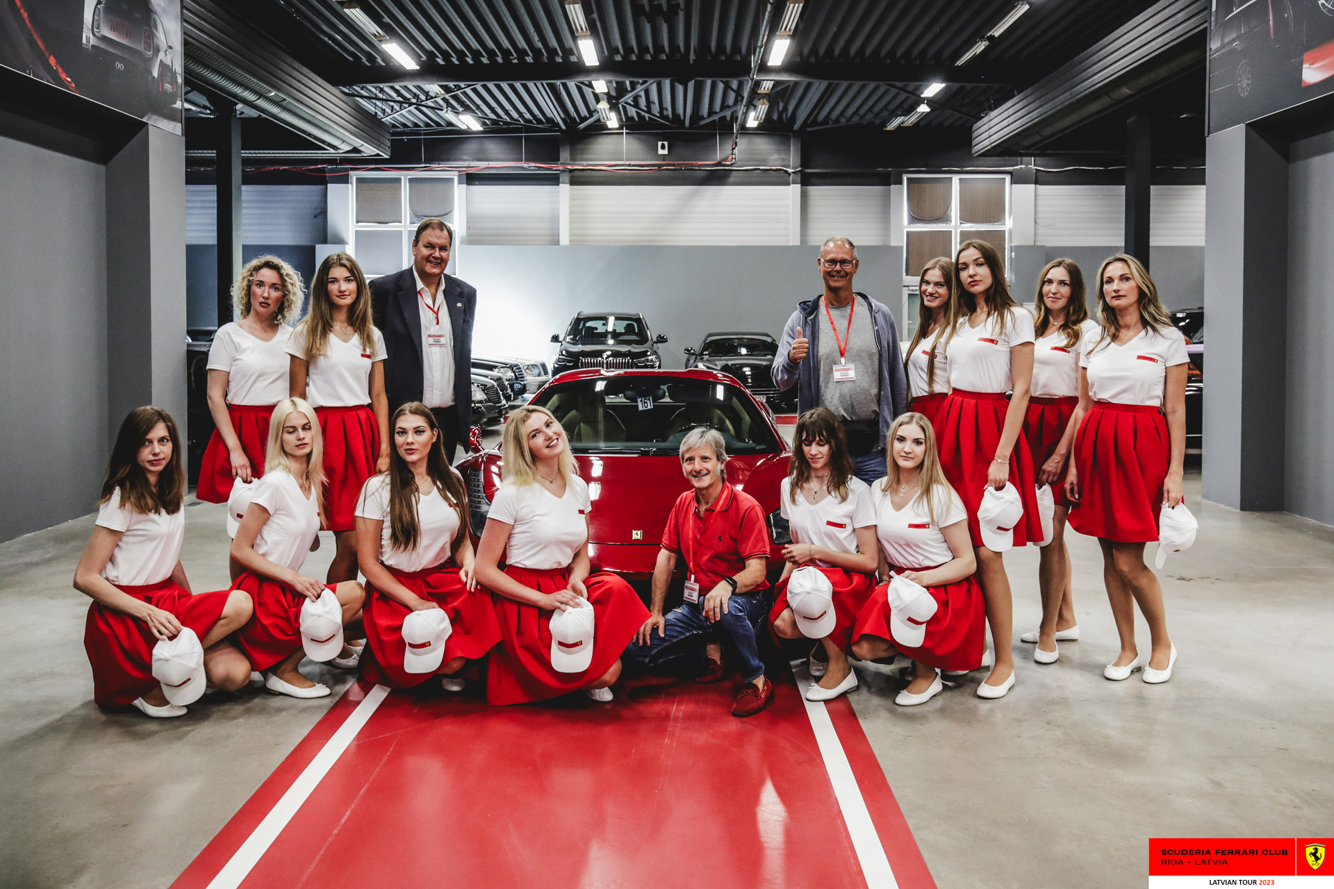SFC Riga grid girls and part of the team at Stuttgart. 