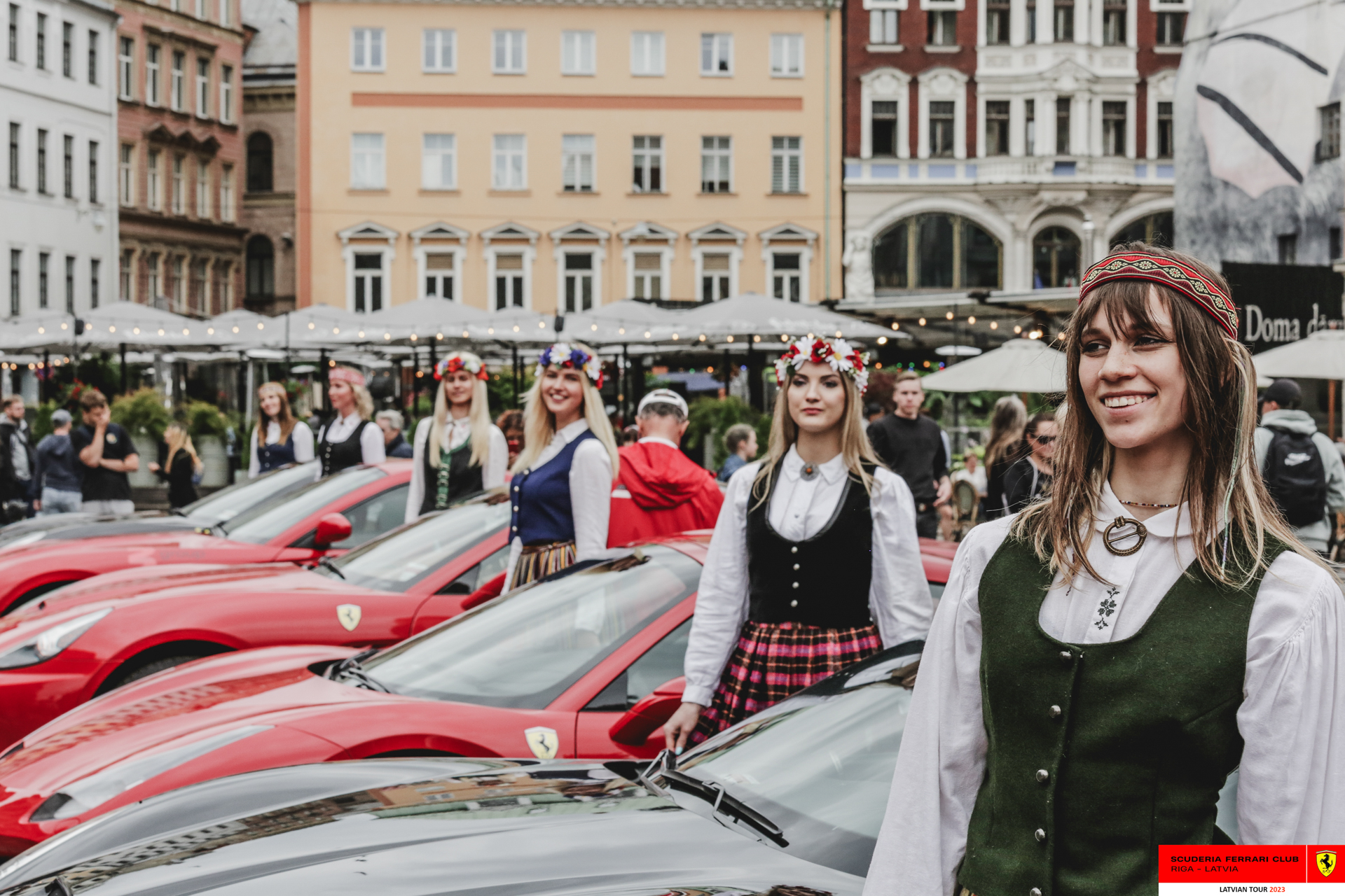 SFC Riga grid girls dressed in traditional Latvian clothes.