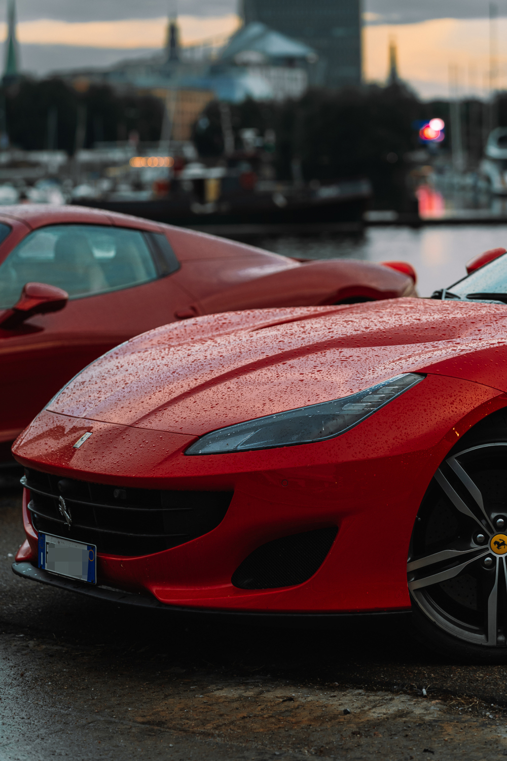 Ferraris parked in front of Koya.