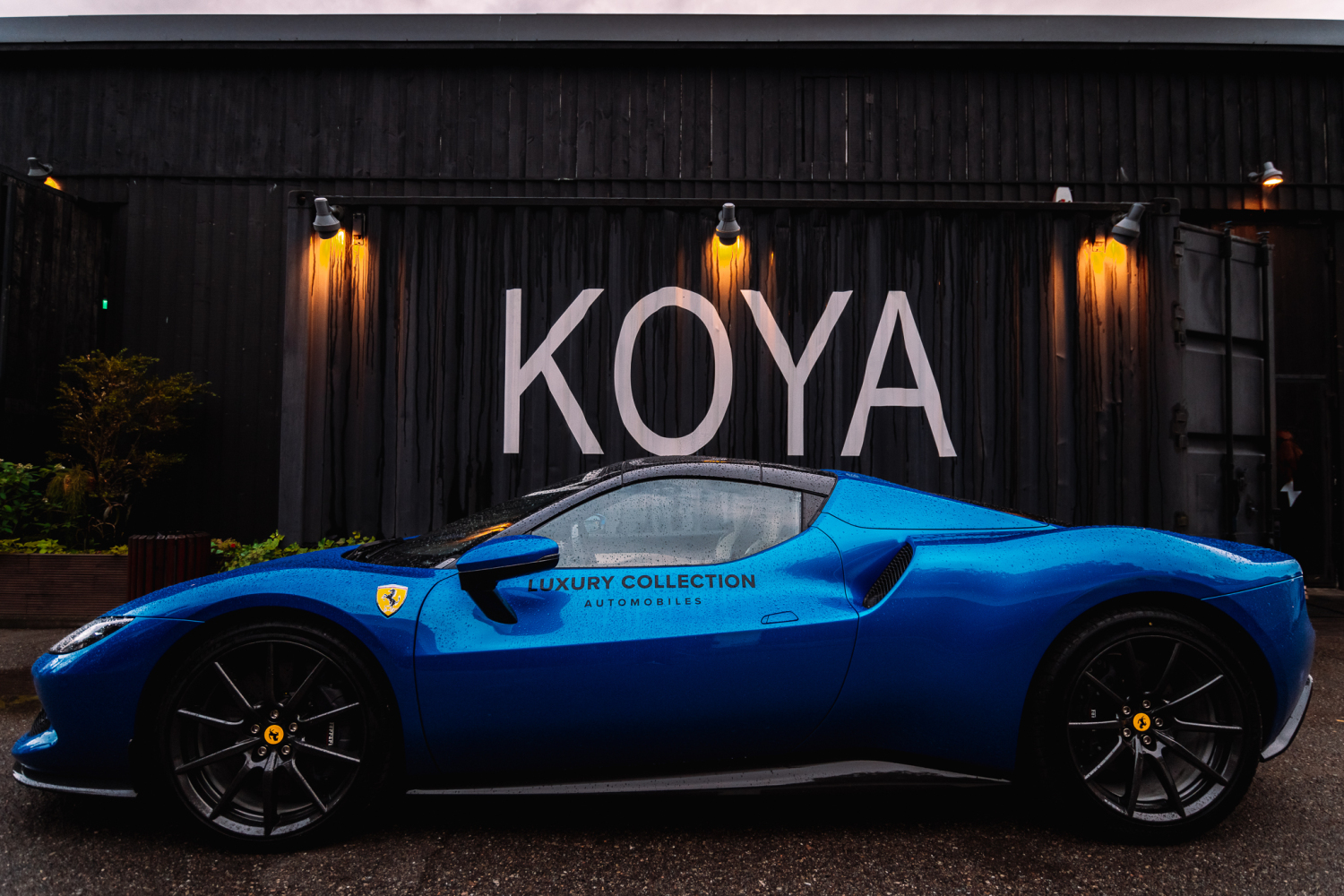 A Ferrari in front of Koya. 