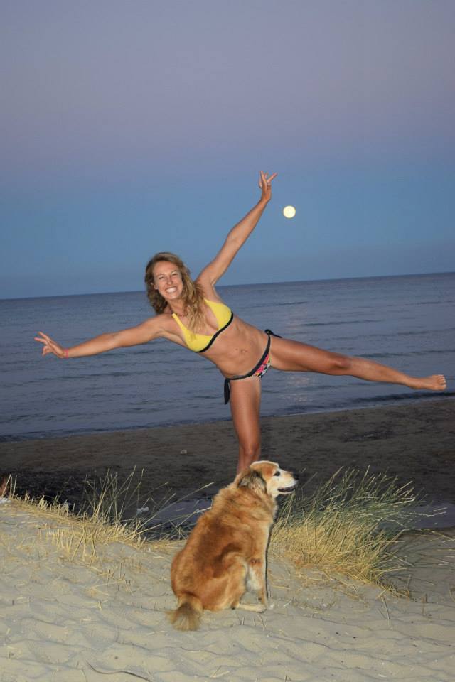 Flavia Tartaglini at the beach bar ‘Albatross’ at Kamari Beach, Greece, in July 2014.