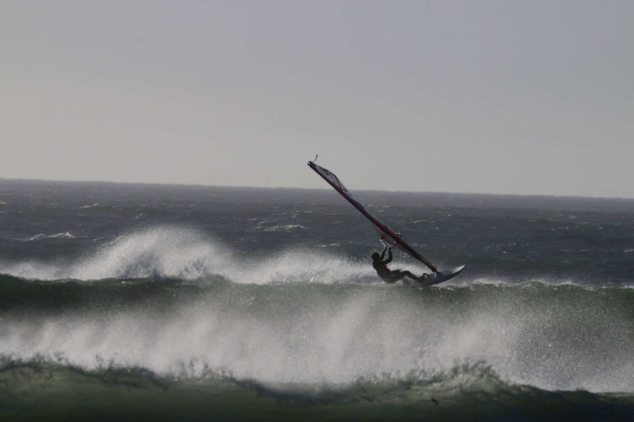 Flavia Tartaglini windsurfing at Lido di Ostia in February 2017.