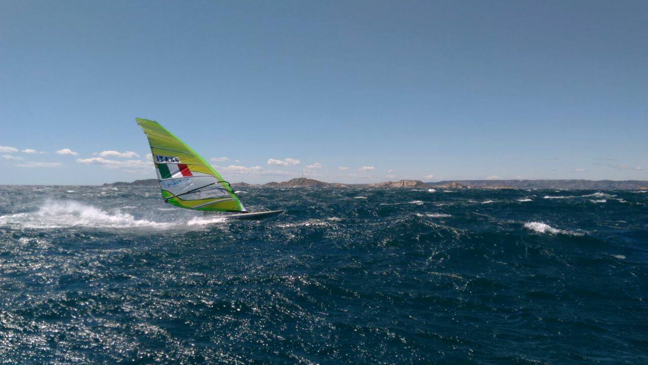 Flavia Tartaglini windsurfing in May 2017.