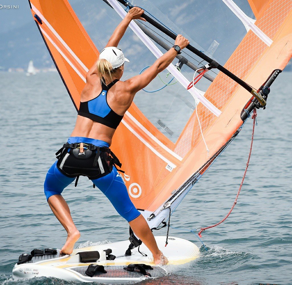 Flavia Tartaglini windsurfing in July 2017.