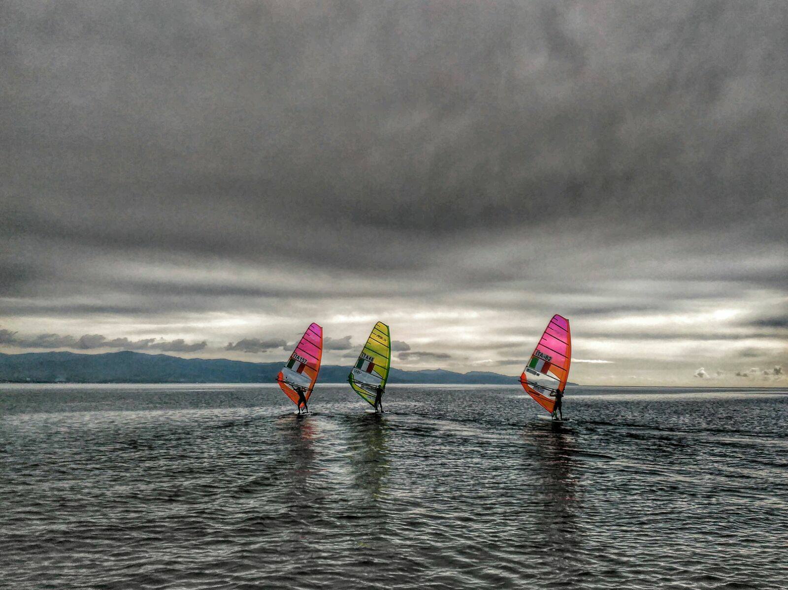 Windsurfing before sunset in February 2018.