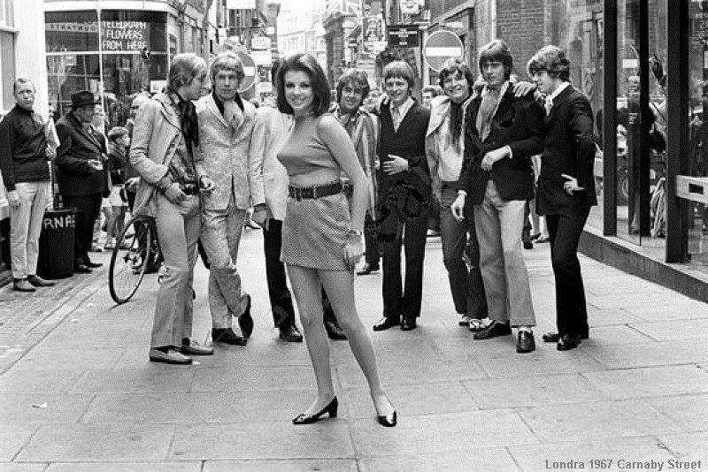 Miniskirts worn for anything but sport was unheard of. Carnaby street, London, 1967. 