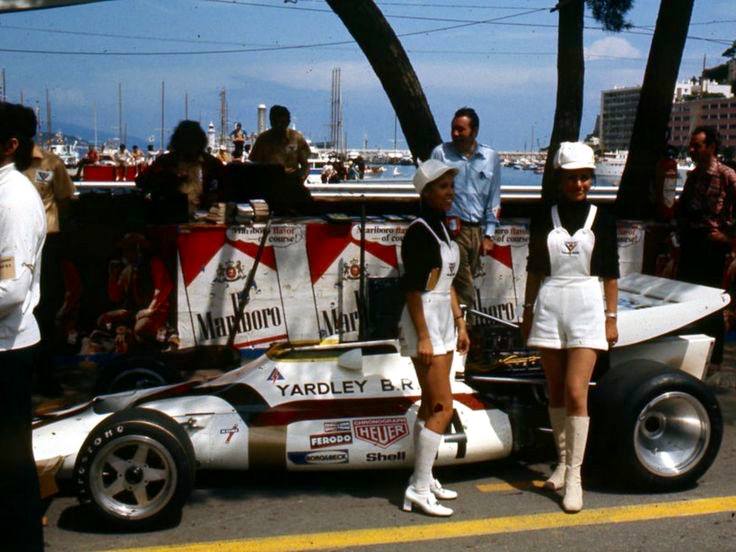 Grid girls in front of Jo Siffert’s BRM at Monaco Grand Prix on May 23 1971.