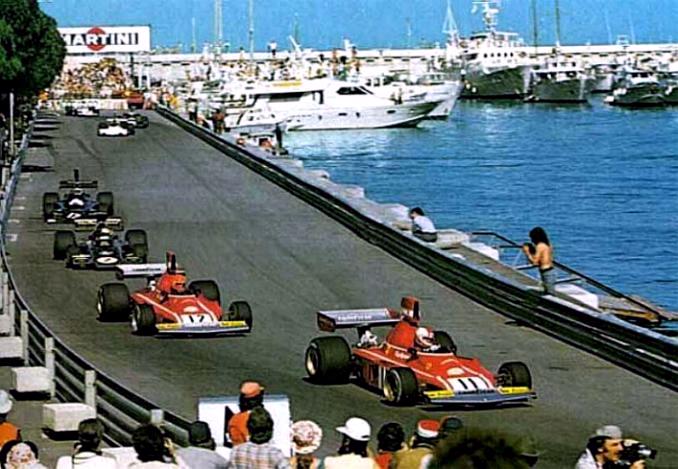 Clay Regazzoni and Niki Lauda, Ferrari, at the Monaco Grand Prix on 26 May 1974.