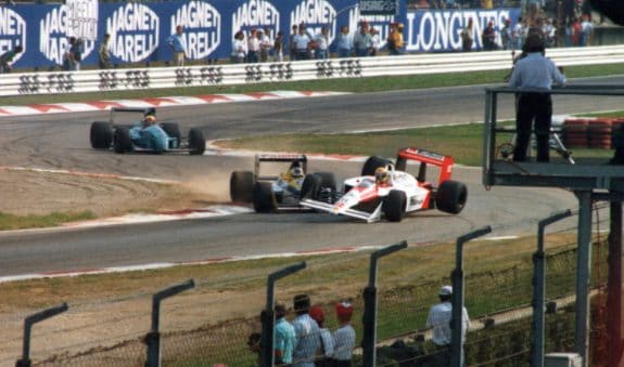 The accident between Senna and Schlesser at the Italian GP in Monza on 11 September 1988.