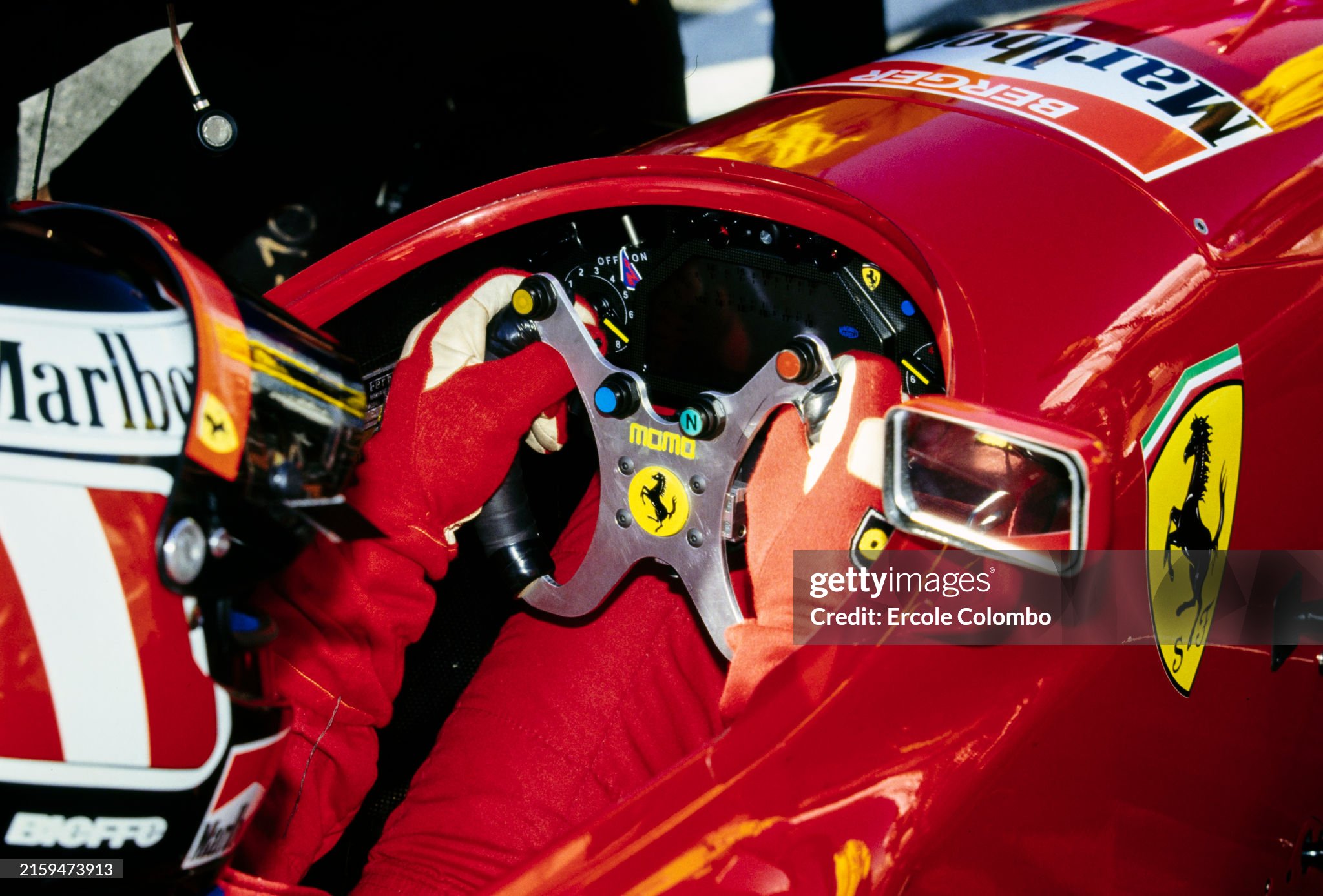 Gerhard Berger in his Ferrari 412T2 during the Spanish Grand Prix at Circuit de Barcelona-Catalunya on May 14, 1995. 