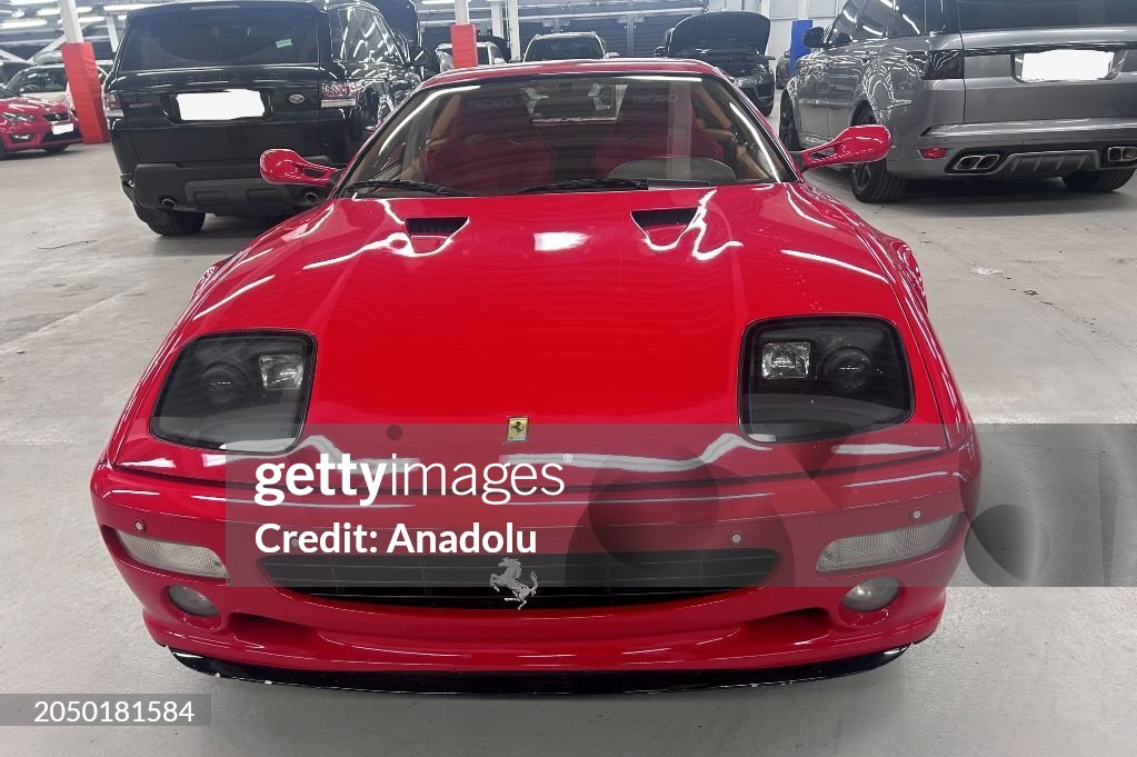 A view of the Ferrari road car of Gerhard Berger which was stolen in Imola, Italy, in 1995 and found in UK as London Metropolitan Police announced in London, United Kingdom, on 02 March 2024. 