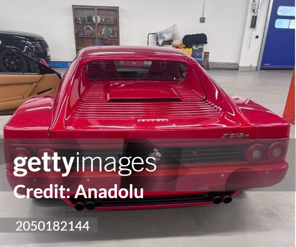 A view of the Ferrari road car of Gerhard Berger which was stolen in Imola, Italy, in 1995 and found in UK as London Metropolitan Police announced in London, United Kingdom, on 02 March 2024. 