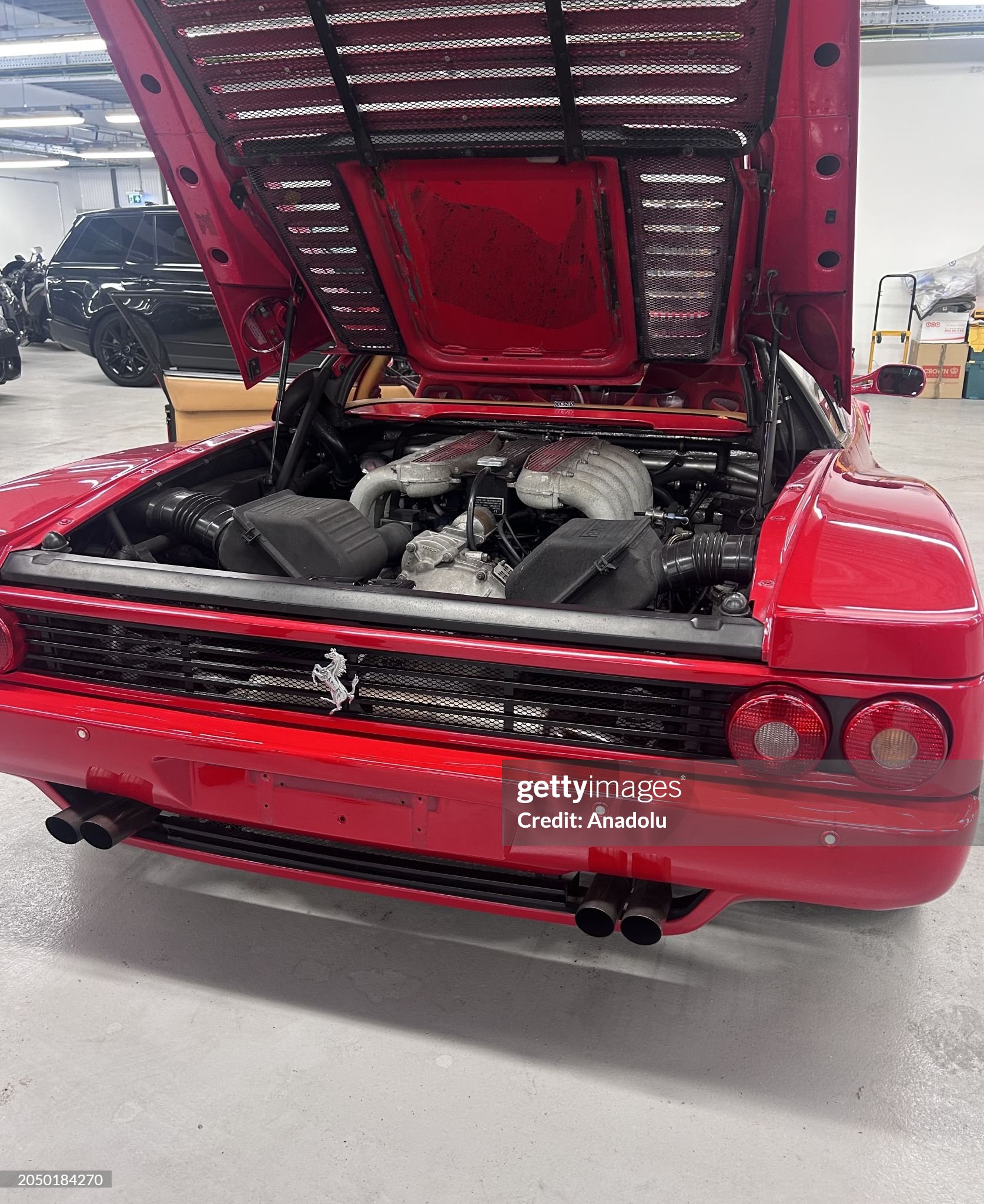 A view of the Ferrari road car of Gerhard Berger which was stolen in Imola, Italy, in 1995 and found in UK as London Metropolitan Police announced in London, United Kingdom, on 02 March 2024. 