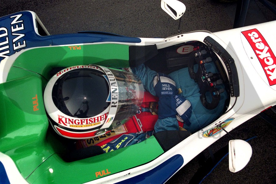 Gerhard Berger, Benetton, in Hungary in 1996.