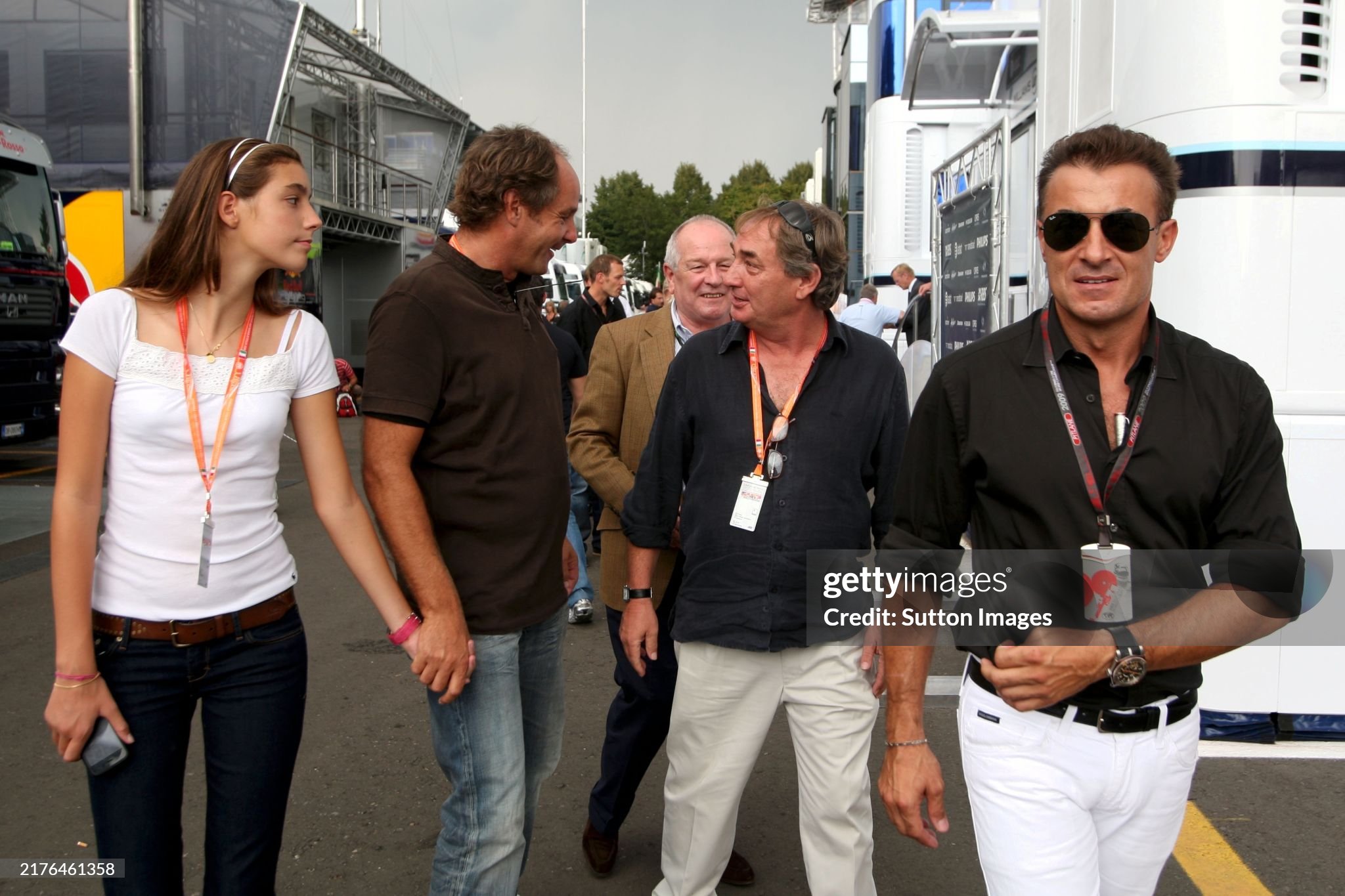 Gerhard Berger with his daughter Sarah, ex F1 driver Rupert Keegan and Jean Alesi at the qualifying practice of the Italian Grand Prix in Monza on Saturday 12 September 2009.