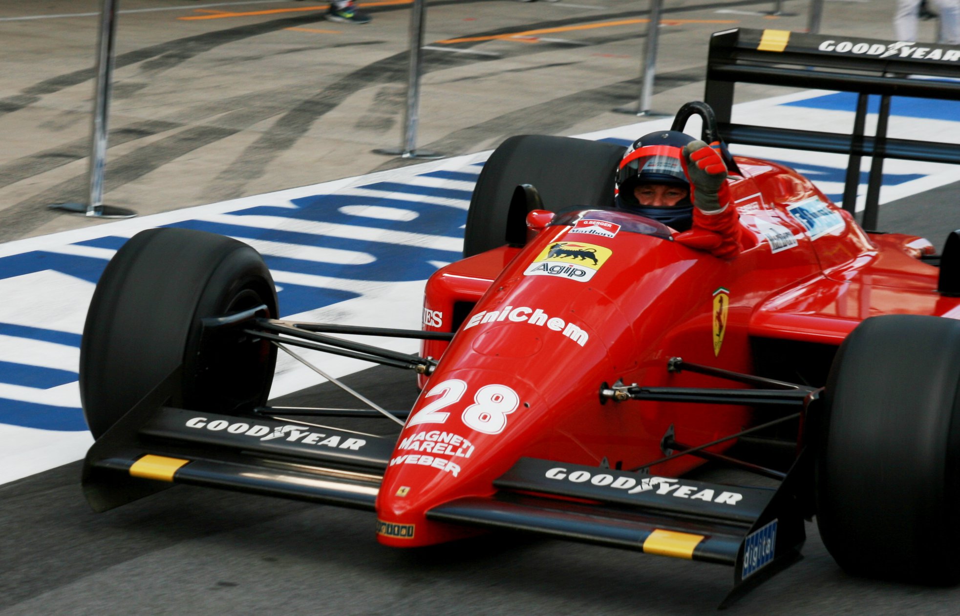 Gerhard Berger in a Ferrari at the Legends parade in Austria in 2014.