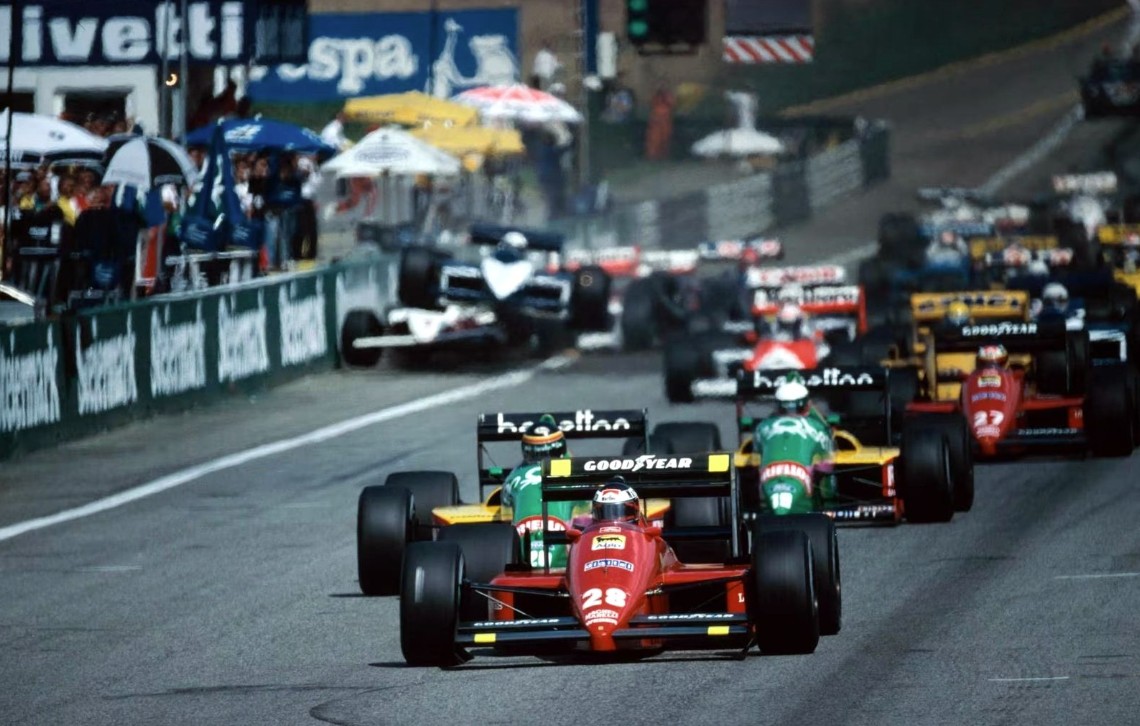 Gerhard Berger in action with his Ferrari in Austria in 1987.
