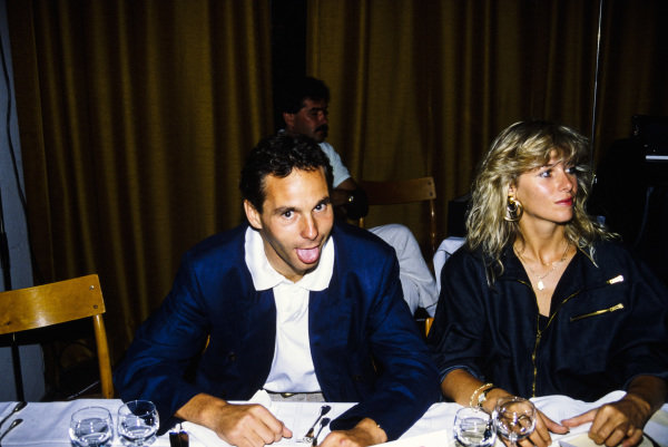 Gerhard Berger with his partner in Austria in 1987.