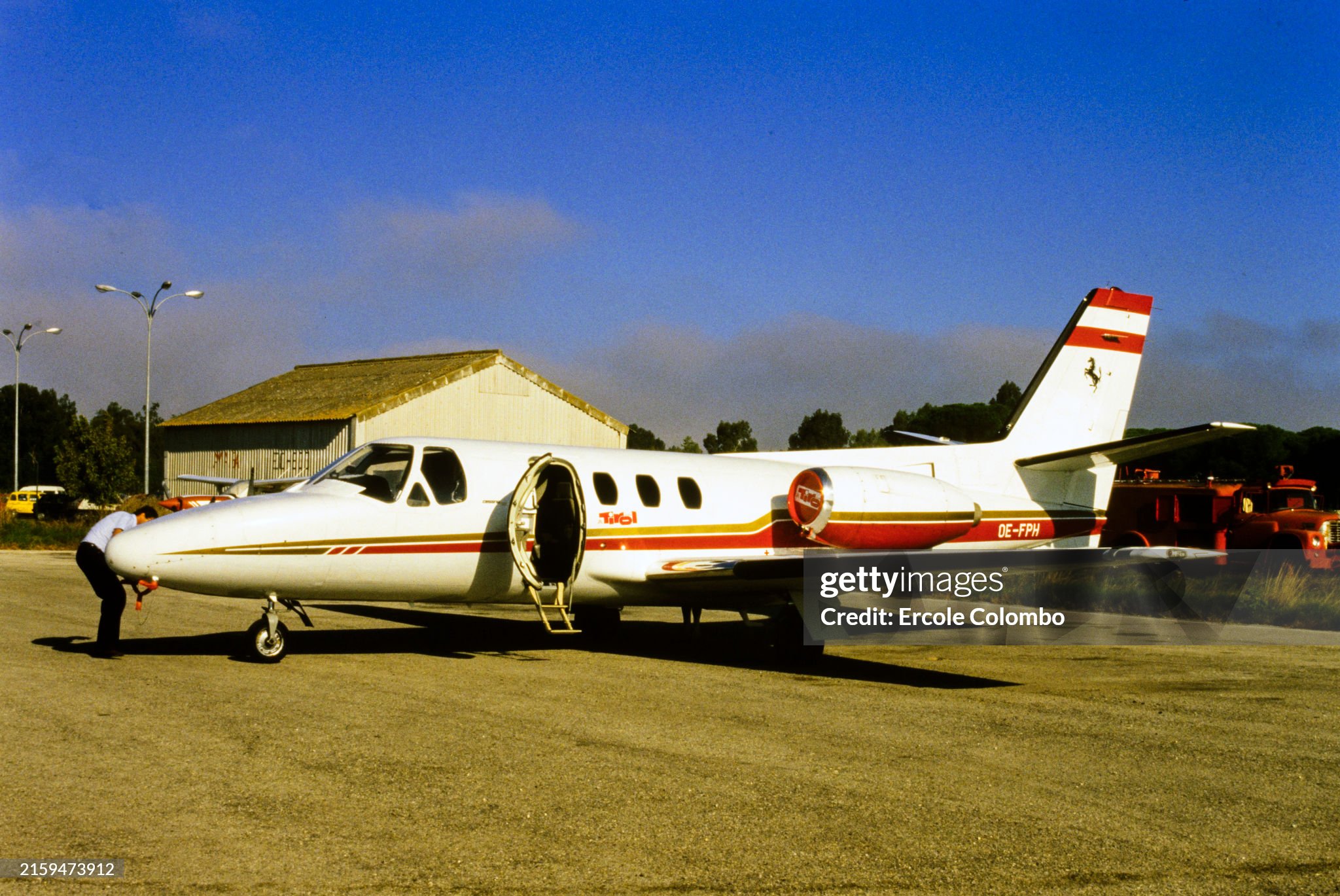 Gerhard Berger's plane during the Spanish Grand Prix at Circuito de Jerez on September 27, 1987. 