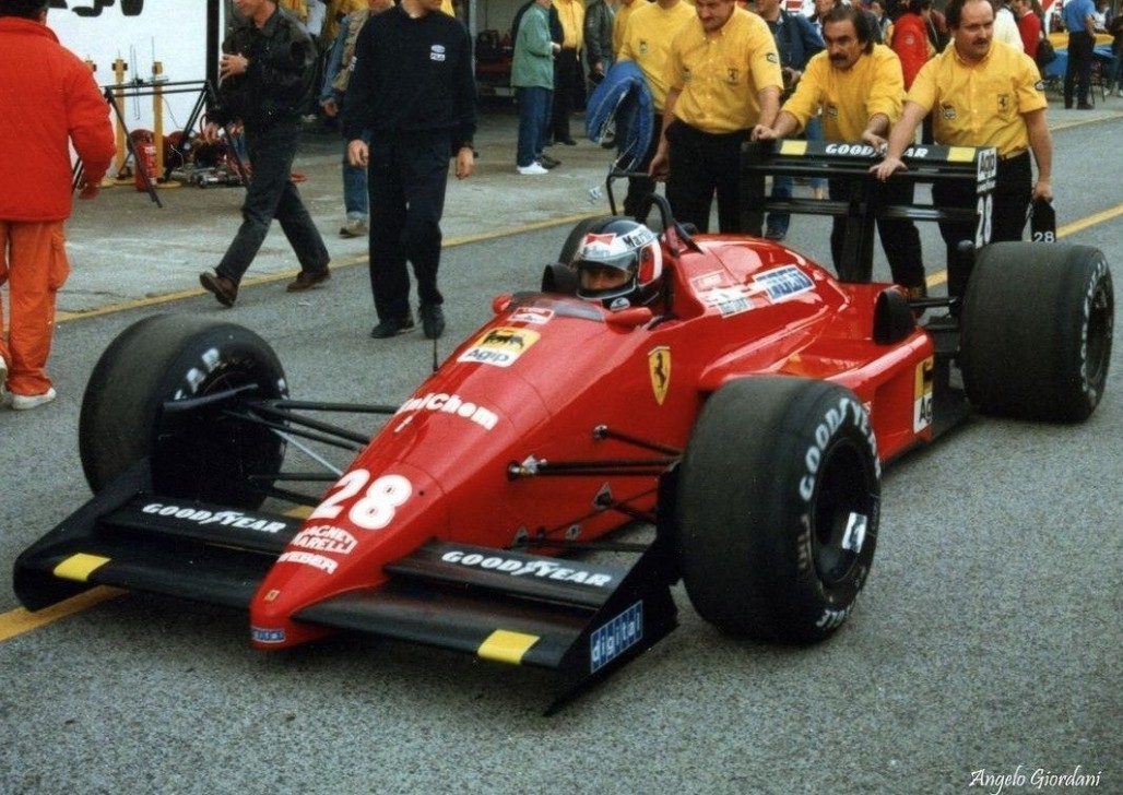 Gerhard Berger in his Ferrari at San Marino in 1988.