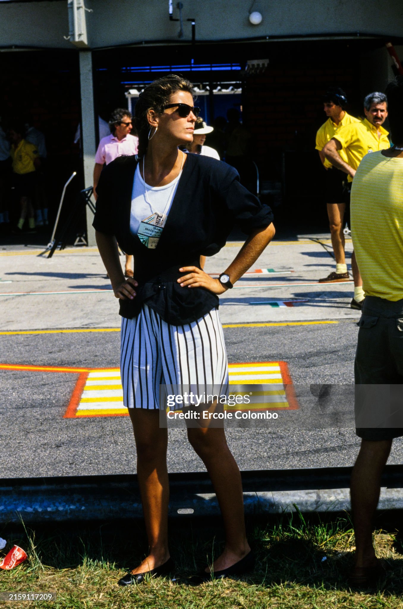 Gerhard Berger's girlfriend Ana Corvo during the Brazilian Grand Prix at Autodromo Internacional Nelson Piquet on March 26, 1989. 