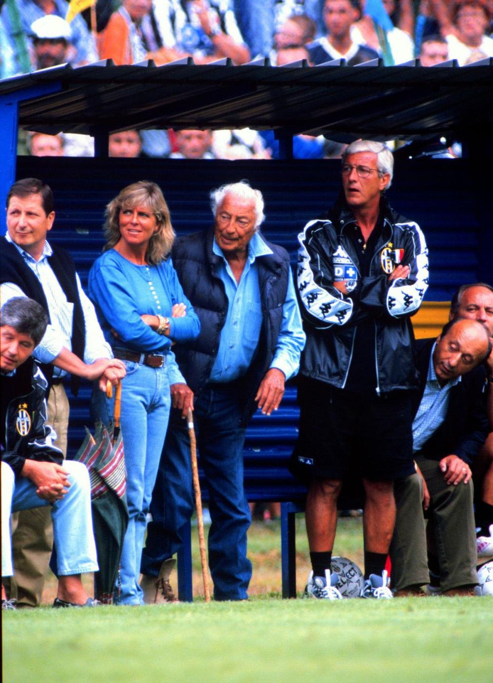 Evelina Christillin with Gianni Agnelli, Marcello Lippi and Luciano Moggi.