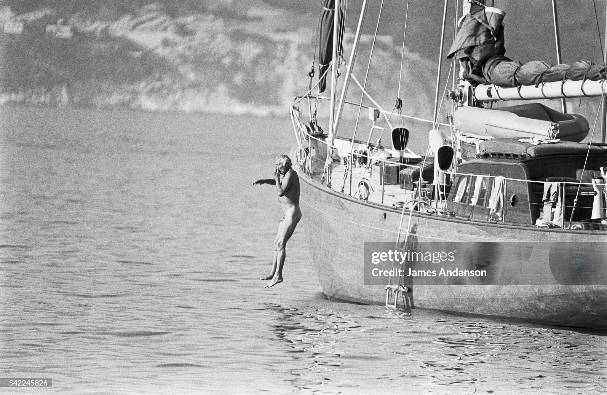 Gianni Agnelli on summer vacation on his boat Capricia on 01 July 1977. 