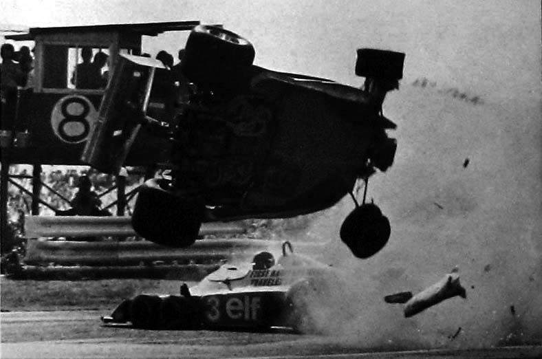 Gilles Villeneuve’s crash at the Japanese Grand Prix on 23 October 1977.