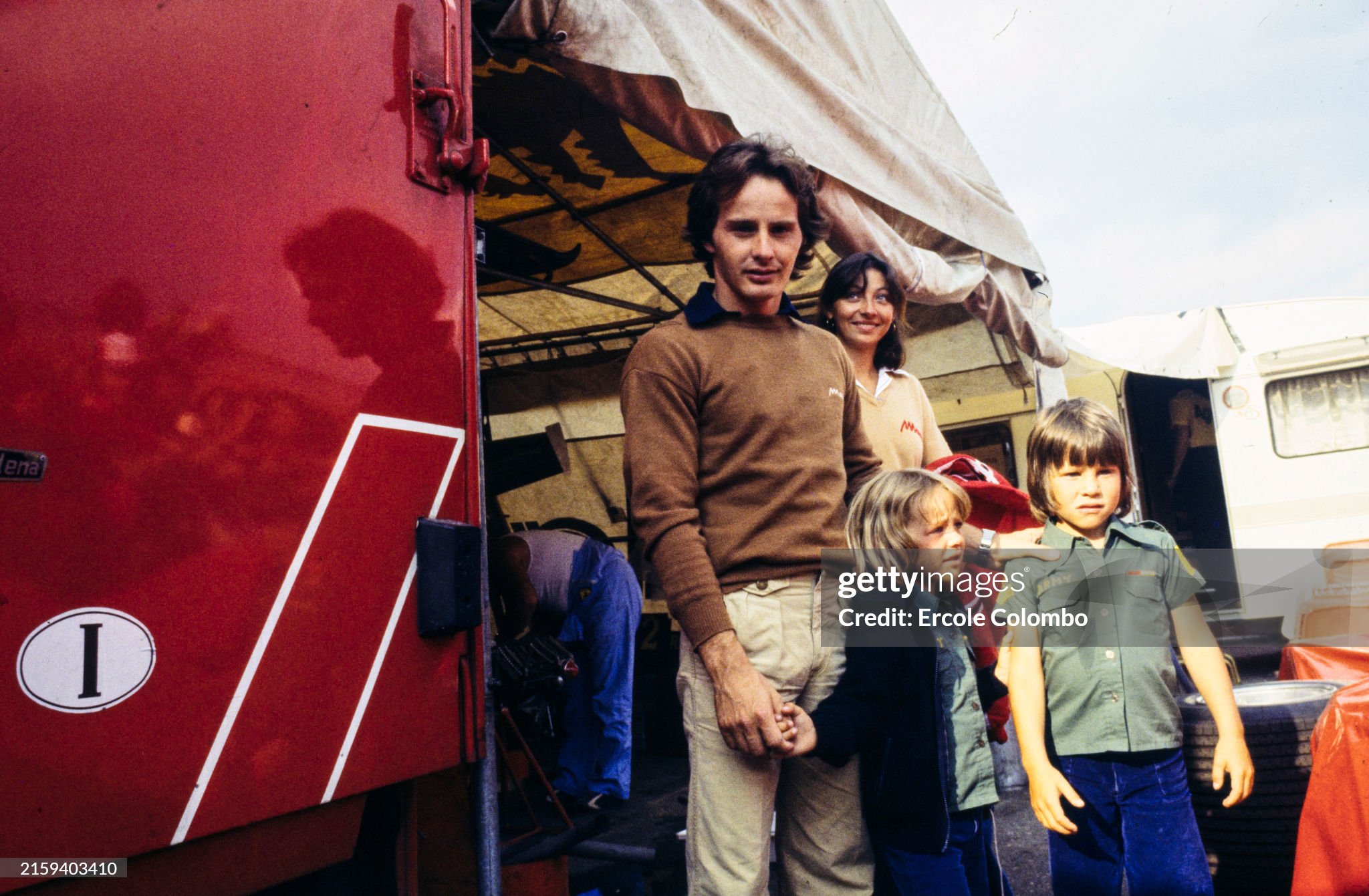 Gilles Villeneuve with wife Joanna and children Melanie and Jacques during the Italian GP at Monza on 10 September 1978. 