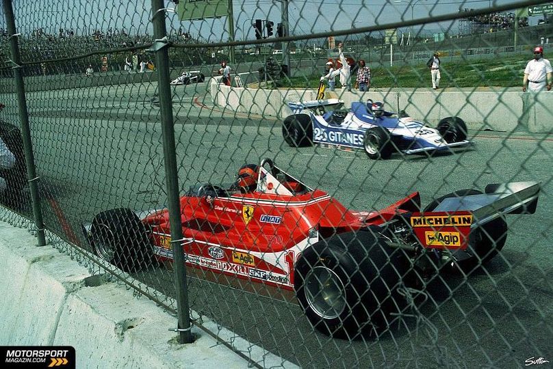 Gilles Villeneuve in his Ferrari 312 T4.