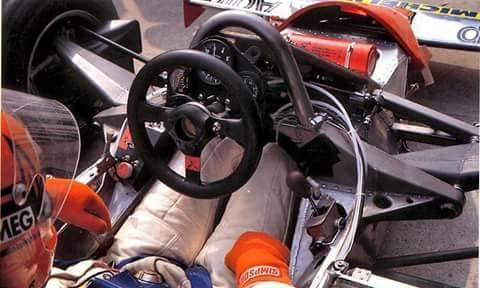 Gilles Villeneuve in his Ferrari cockpit.