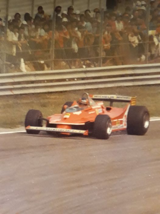 Gilles Villeneuve, Ferrari 312 T5, at the Tosa curve.