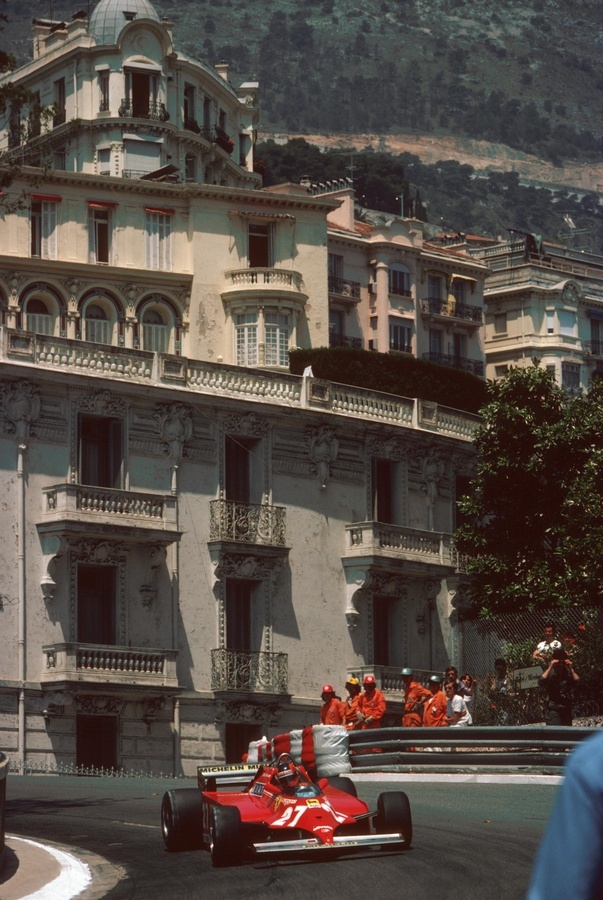 Gilles Villeneuve in a Ferrari 126C at the 1981 Monaco Grand Prix.