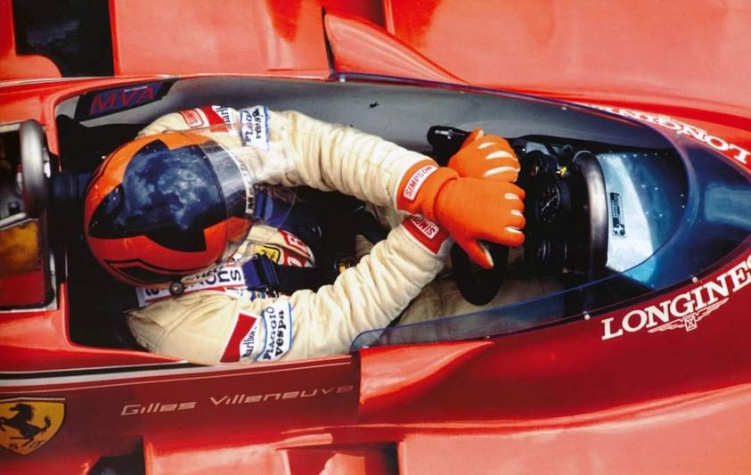 The Grand Prix de Monaco 1981. Hard working Gilles Villeneuve in his Ferrari 126CK. He won the race.