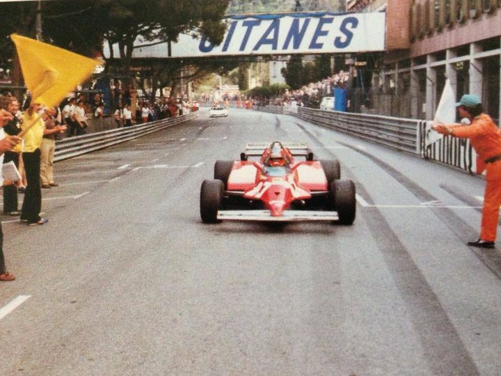 Gilles Villeneuve in his Ferrari.