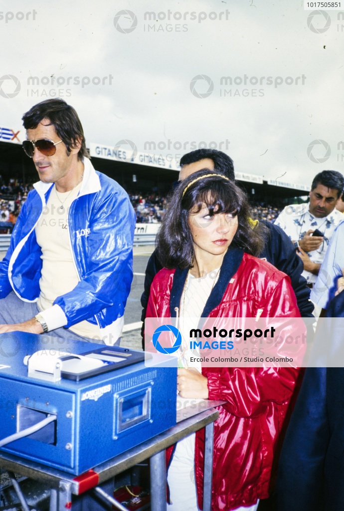 Gilles Villeneuve's wife Joann with her brother-in-law Jacques Villeneuve senior at the French Grand Prix in Dijon on 05 July 1981. 