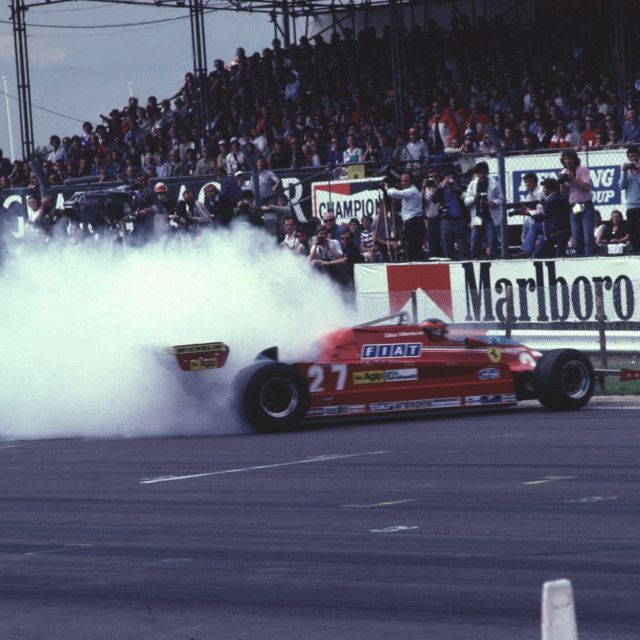 Gilles Villeneuve, Ferrari, at the British Grand Prix on 18 July 1981.