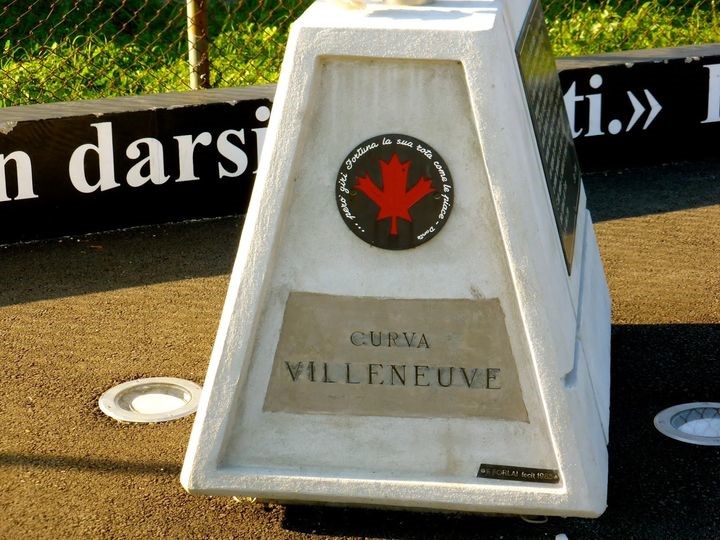 At the Autodromo Enzo e Dino Ferrari at Imola a corner was named after Gilles Villeneuve and a Canadian flag is painted on the third slot on the starting grid, from which he started his last race.