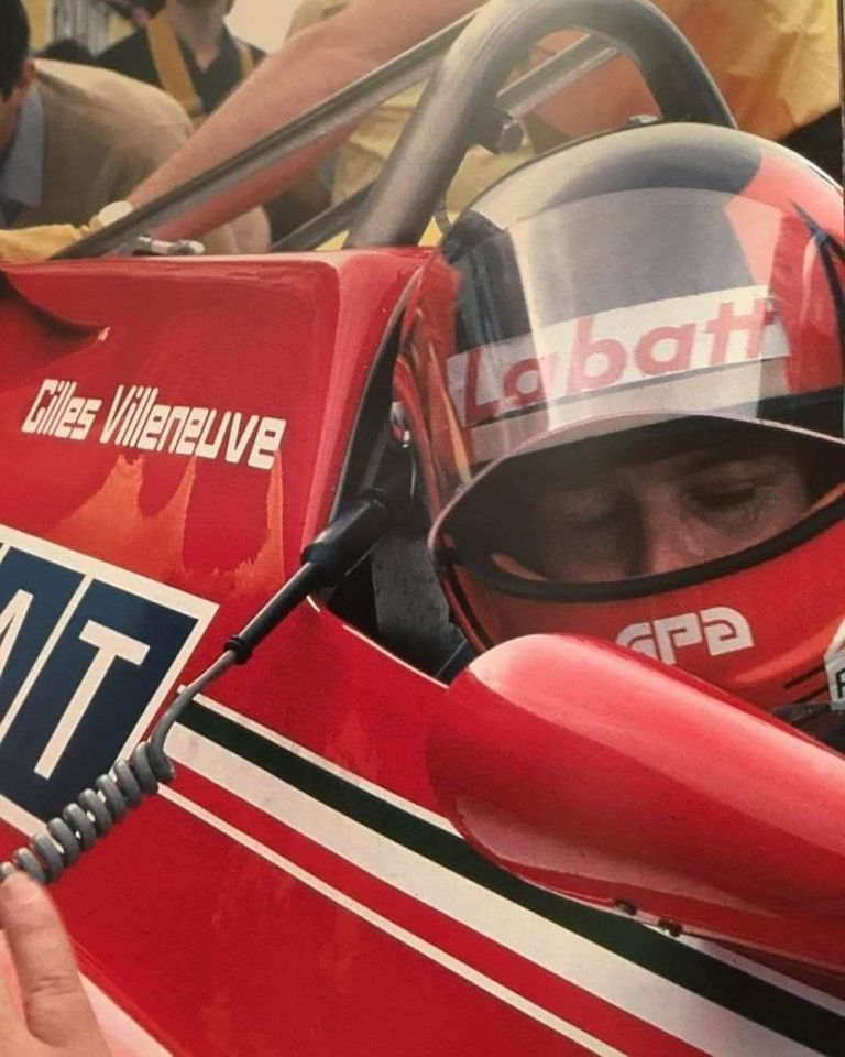 Gilles Villeneuve in his Ferrari.