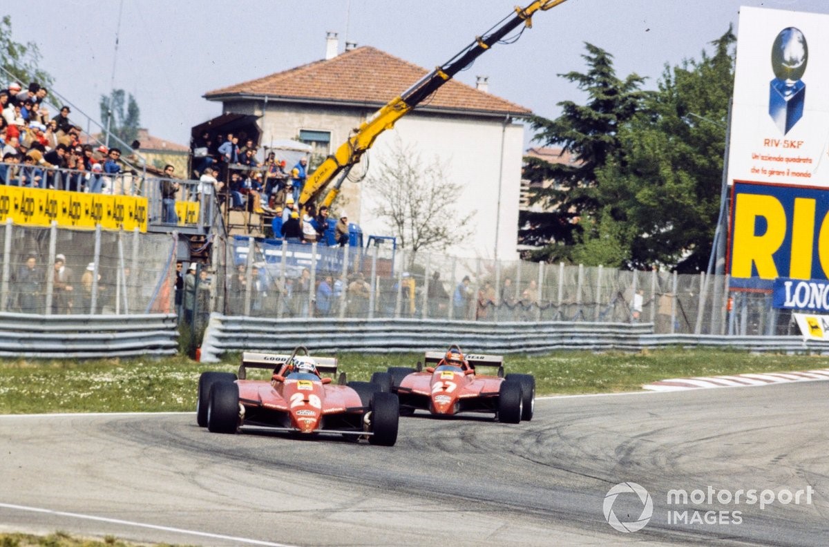 Gilles Villeneuve fighting with Didier Pironi at Imola.