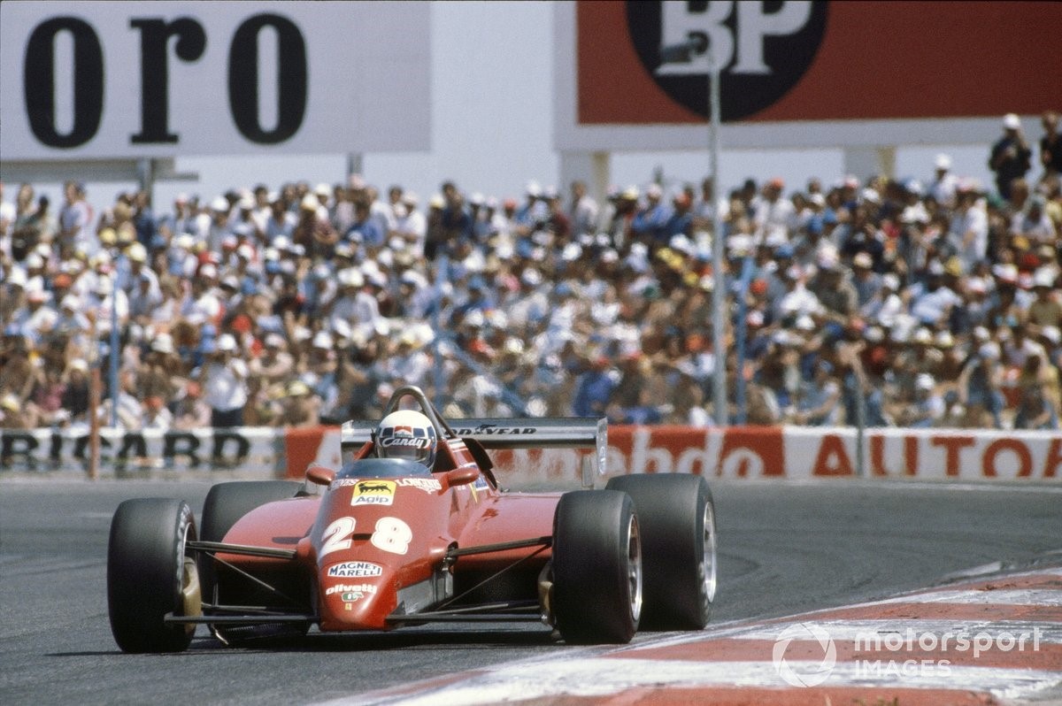 Didier Pironi driving his Ferrari.