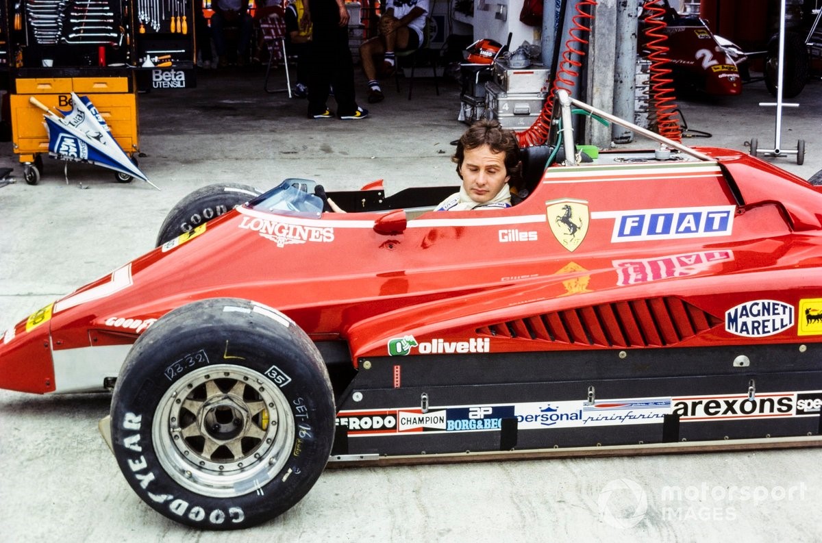 Gilles Villeneuve in his Ferrari.