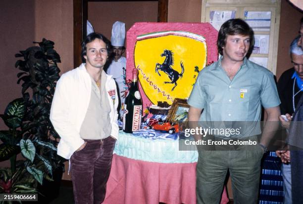 Gilles Villeneuve and Didier Pironi at the San Marino Grand Prix at Imola on 25 April 1982. 