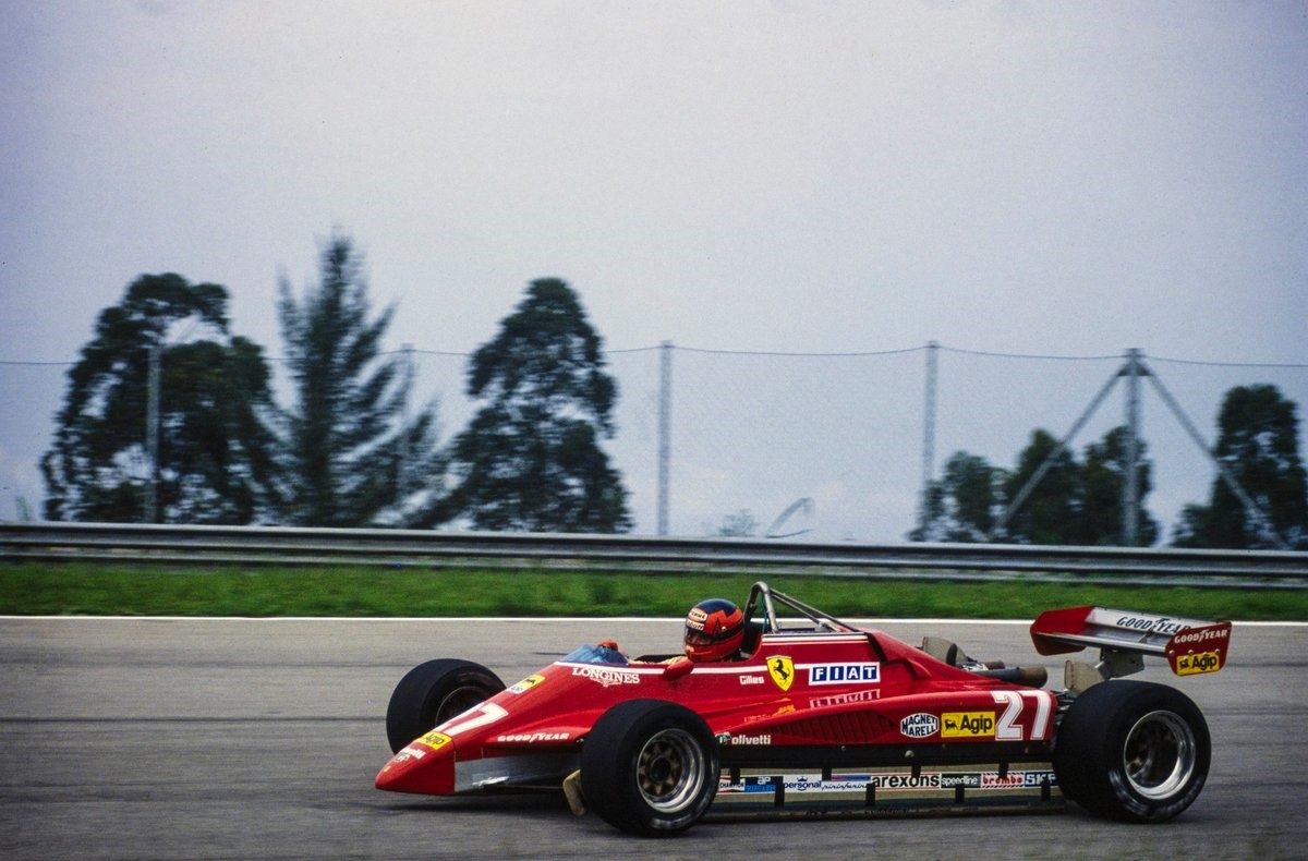 Gilles Villeneuve driving his Ferrari.