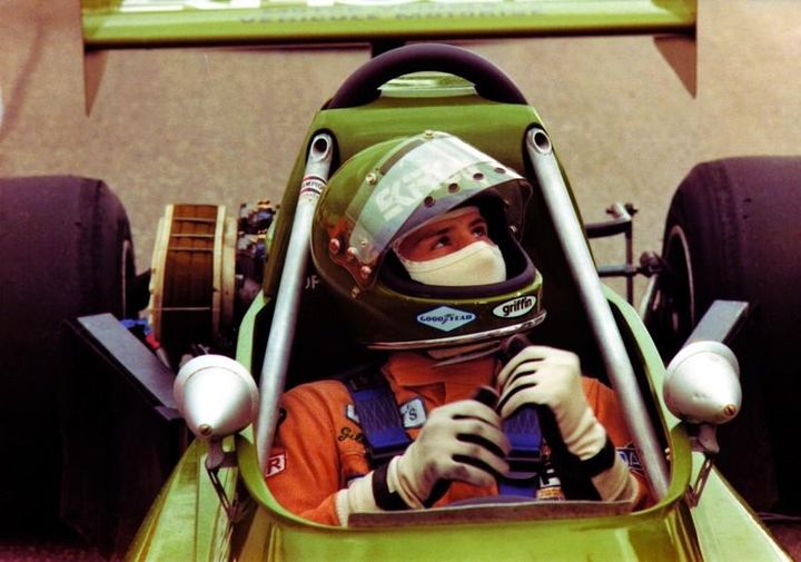 Gilles Villeneuve in his car.