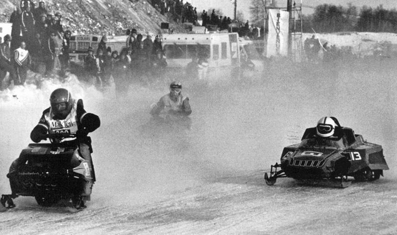 A snowmobile race.