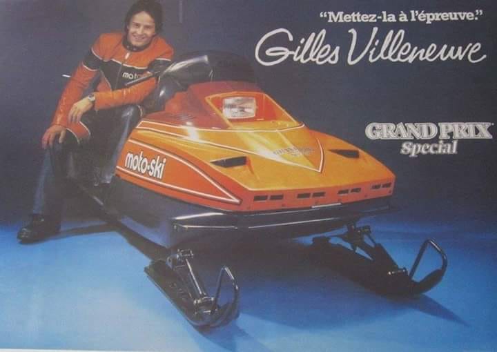 Gilles Villeneuve on a snowmobile.