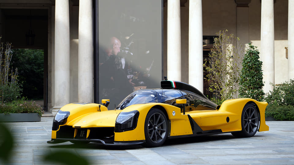 A yellow race car.